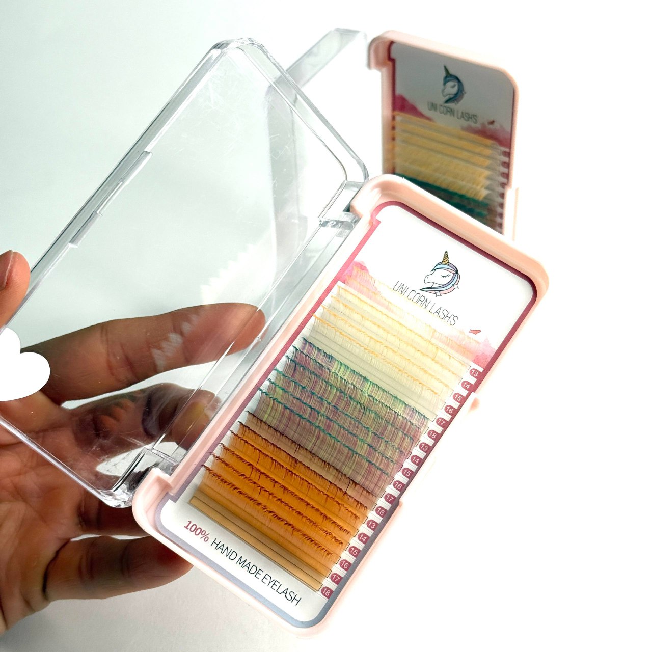 1404-09-18 00.00.02 پالت مژه یونی کورن میکس سفید سبز نارنجی - Image 1